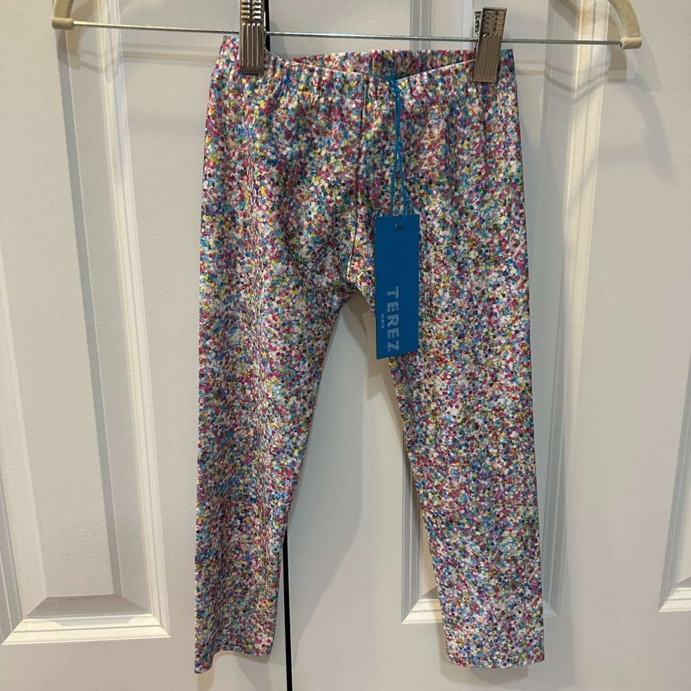 Terez Girls' Multicolor Sprinkle Print Leggings with Blue Tag